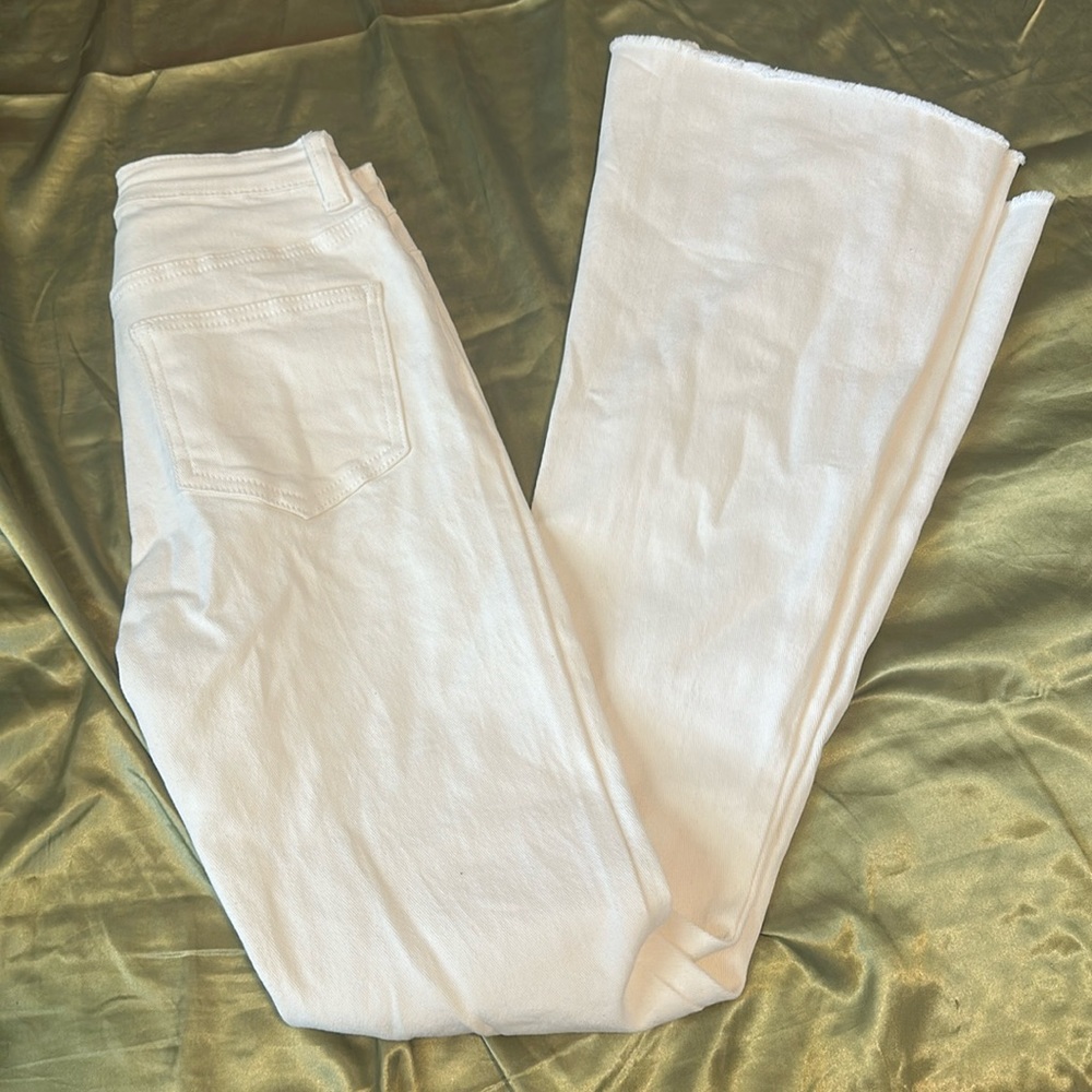 SHEIN White High-Waist Flare Wide-Leg Jeans